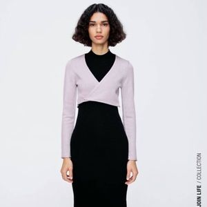 Lilac wrap cropped long sleeve